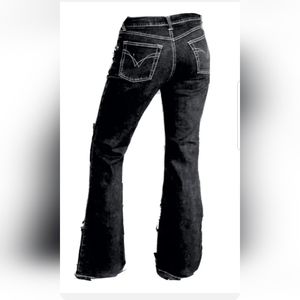 Access Basic Jeans AC- 3998 black Wash denim Boot Cut Juniors size 8 vintage